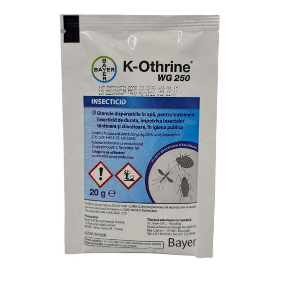 Insecticid profesional Bayer K-Othrine WG 250 anti gandaci, purici, capuse, plosnite muste, 20 gr buc