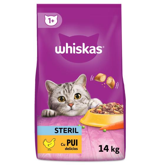 Hrana uscata pentru pisici Whiskas Sterile, Pui, 14Kg buc