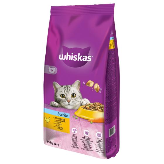 Hrana uscata pentru pisici Whiskas Sterile, Pui, 14Kg buc