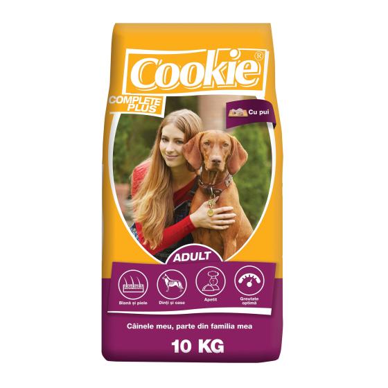Hrana uscata pentru caini Cookie, Complete Plus Adult, Pui, 10 Kg 10 Kg