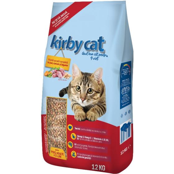Hrana uscata pentru pisici Kirby Cat, Pui, curcan si legume, 12 Kg 12 Kg