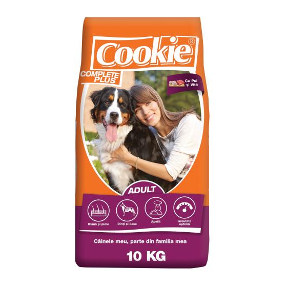 Hrana uscata pentru caini Cookie, Complete Plus Adult, Pui si Vita, 10 Kg 10 Kg