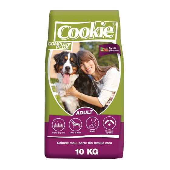 Hrana uscata pentru caini Cookie, Complete Plus Adult, Vita si Legume, 10 Kg 10 Kg
