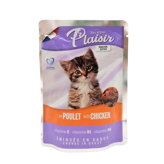 Hrana umeda pentru pisici Plaisir, Junior, Pui, 100 Gr 100 Gr