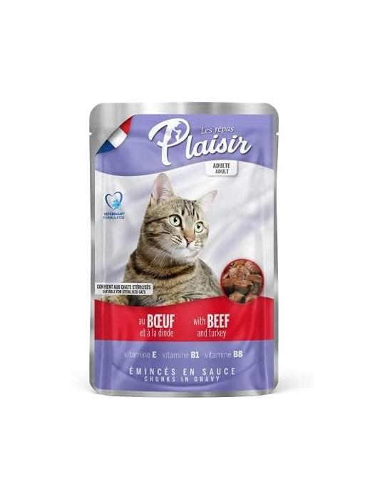 Hrana umeda pentru pisici Plaisir, Vita si Curcan, 100 Gr 100 Gr
