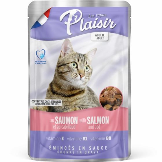Hrana pentru pisici Plaisir Plic, Somon si Cod, 100 Gr 100 Gr