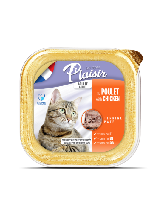 Hrana umeda pentru pisici sterilizate, Plaisir, Pate Pui, 100 Gr 100 Gr