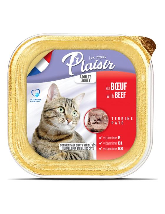 Hrana umeda pentru pisici Plaisir, Pate vita, 100 Gr 100 Gr
