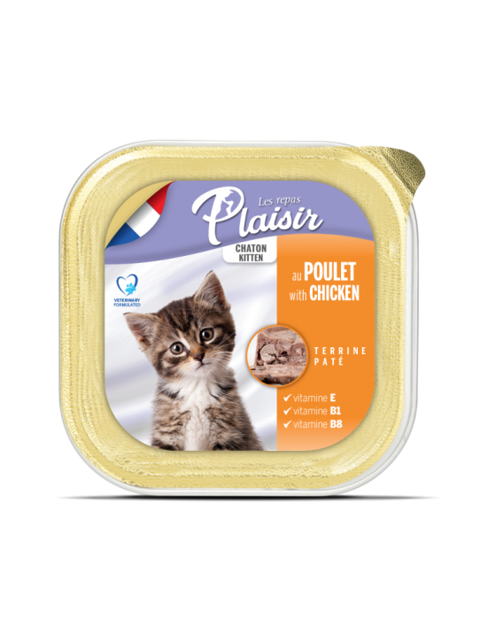 Hrana umeda pentru pisici Plaisir, Kitten, Pate Pui si Lapte, 100 Gr 100 Gr