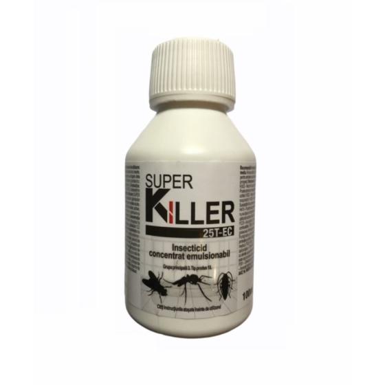 Insecticid solutie Super Killer 25T-EC, produs de Pasteur, pentru combaterea insectelor taratoare si zburatoare, flacon 100 ml 100 ml