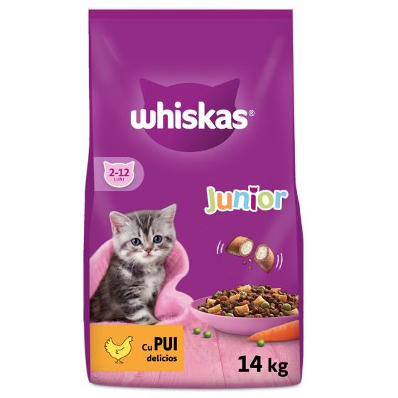 Hrana uscata pentru pisici Whiskas Junior, Pui, 14Kg buc