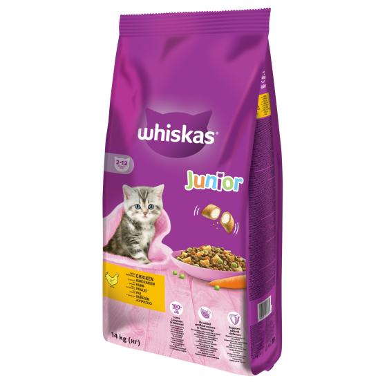 Hrana uscata pentru pisici Whiskas Junior, Pui, 14Kg buc