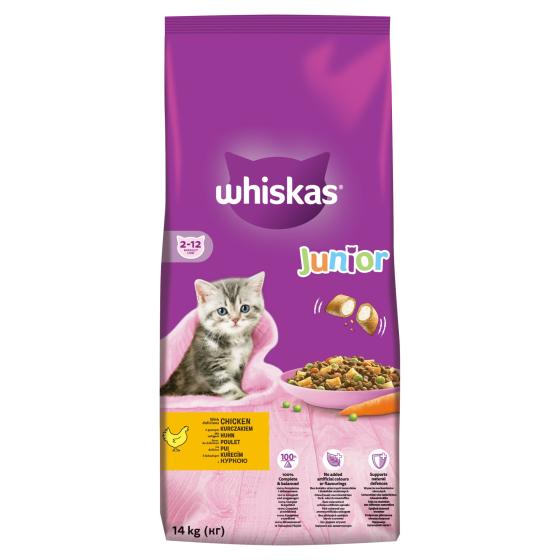 Hrana uscata pentru pisici Whiskas Junior, Pui, 14Kg buc