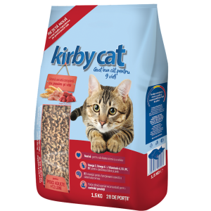 Hrana uscata pentru pisici Kirby, Pasare & Vita, 1.5 Kg