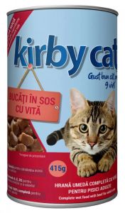 Hrana umeda pentru pisici Kirby Cat, vita, 415 Gr