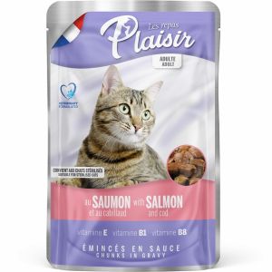 Hrana pentru pisici Plaisir Plic, Somon si Cod, 100 Gr