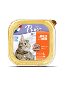 Hrana umeda pentru pisici sterilizate, Plaisir, Pate Pui, 100 Gr